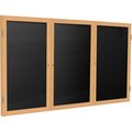 Ghent Ghent Enclosed Letter Board - 3 Door - Black Letterboard w/Oak Frame - 48" x 96" PW34896B-BK